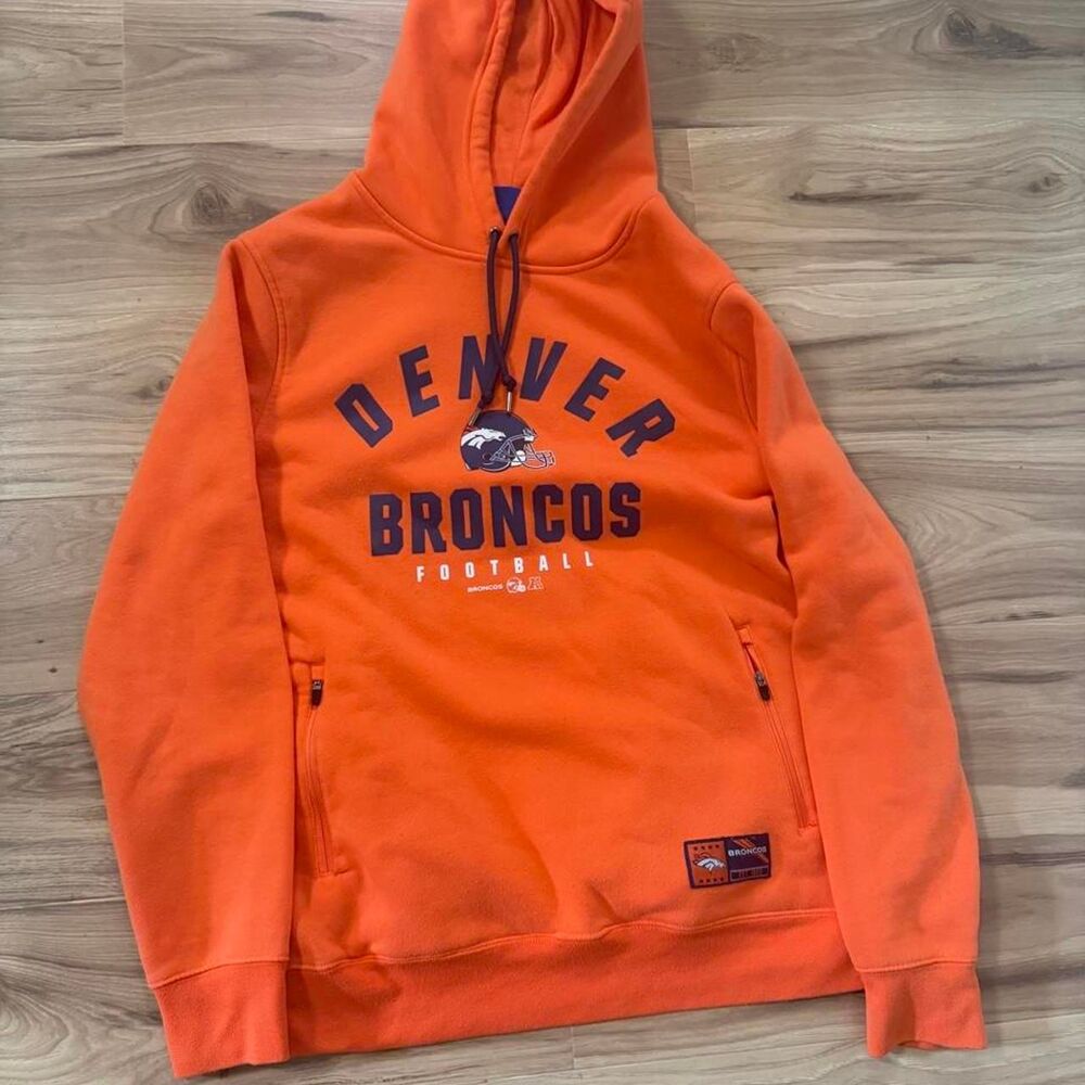 NFL Denver Broncos orange hoodie graphic print football sports size medium
